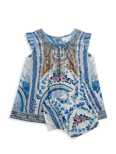 Shop Camilla Baby Girl's Printed Ruffled Sleeveless Dress & Bloomers Set In Season Of The Siren