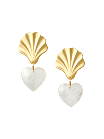 Shop Brinker & Eliza Women's Busy 24k-gold-plated & Mother-of-pearl Heart Drop Earrings