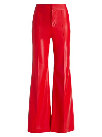 Shop Alice And Olivia Women's Dylan Vegan Leather High-rise Pants In Bright Ruby