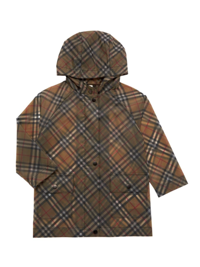 Shop Burberry Little Kid's & Kid's Check Raincoat In Archive Beige Check