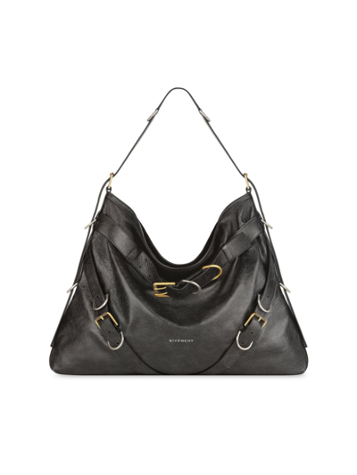 Shop Givenchy Women's Large Voyou Boyfriend Shoulder Bag In Aged Leather In Black