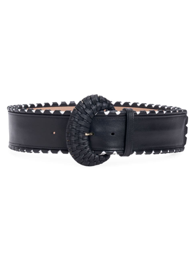 Shop Carolina Herrera Women's Chalet Woven Leather Belt In Black