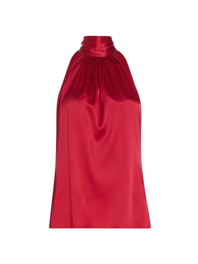 Shop Ramy Brook Women's Lori Silk Halter Top In Soiree Red