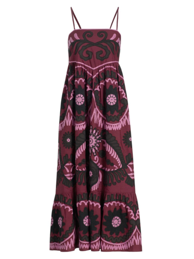 Shop Sea Women's Charlough Geometric Tiered Midi-dress In Magenta