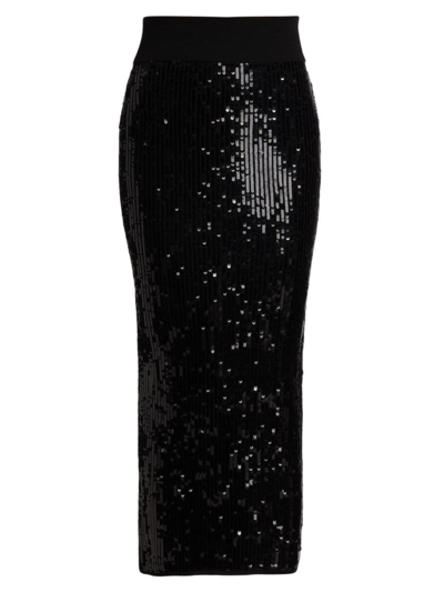 Shop Carolina Herrera Women's Sequined Pencil Midi-skirt In Black