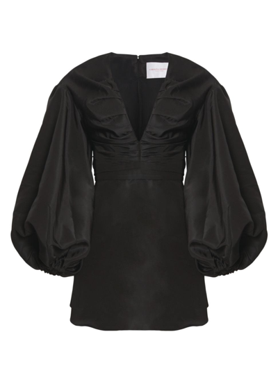 Shop Carolina Herrera Women's Chalet Silk Balloon-sleeve Minidress In Black