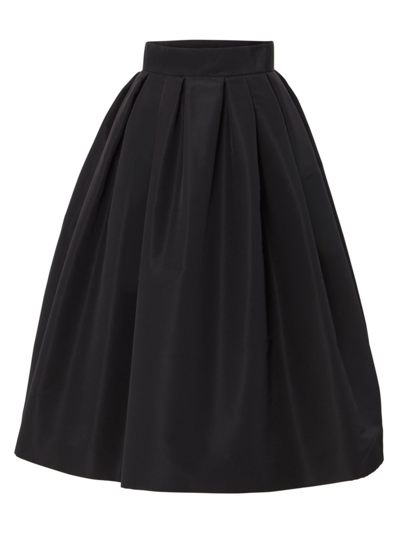 Shop Carolina Herrera Women's Chalet Silk Full Midi Skirt In Black