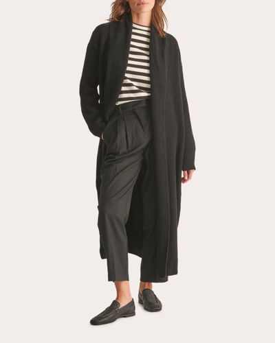 Shop Loop Cashmere Women's Ribbed Luxe Coatigan Top In Black