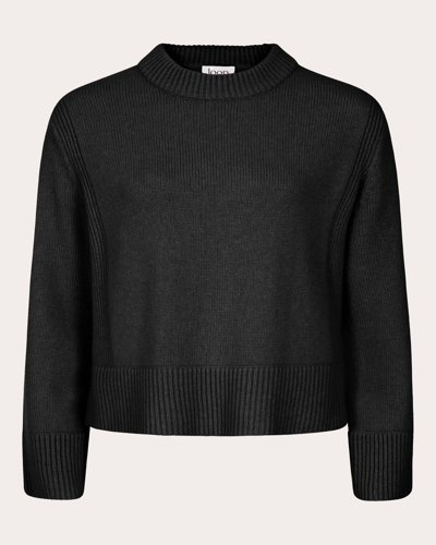 Shop Loop Cashmere Women's Cropped Knit Sweatshirt In Black