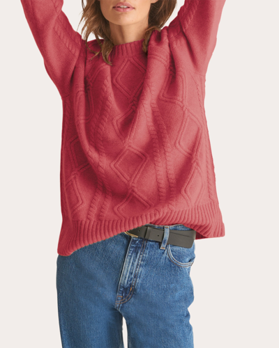 Shop Loop Cashmere Women's Crewneck Cable Sweater In Red