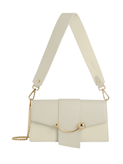 Shop Strathberry Women's Crescent Mini Leather Shoulder Bag In Vanilla