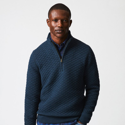 Shop Billy Reid Diamond Quilt Half Zip Sweater In Blue