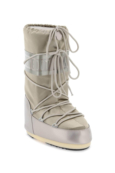 Shop Moon Boot Satin Snow Boots Icon In Beige,grey