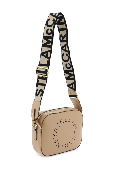 Shop Stella Mccartney Camera Bag With Perforated Stella Logo In Brown,beige
