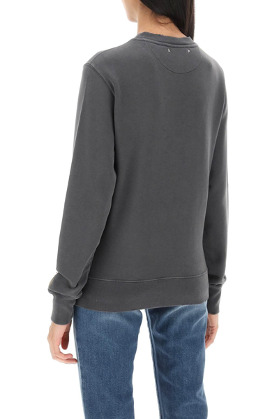 Shop Golden Goose Athena Crew-neck Sweatshirt With Distressed Logo In Grey