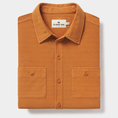 Shop The Normal Brand Sequoia Jacquard Long Sleeve Button Down In Orange