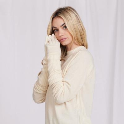Shop Minnie Rose Cashmere Spandex Full Finger Gloves In Yellow