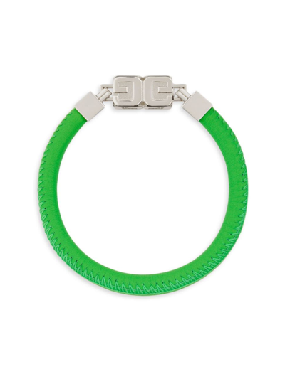Shop Givenchy Men's G Cube Bracelet In Leather And Metal In Bright Green