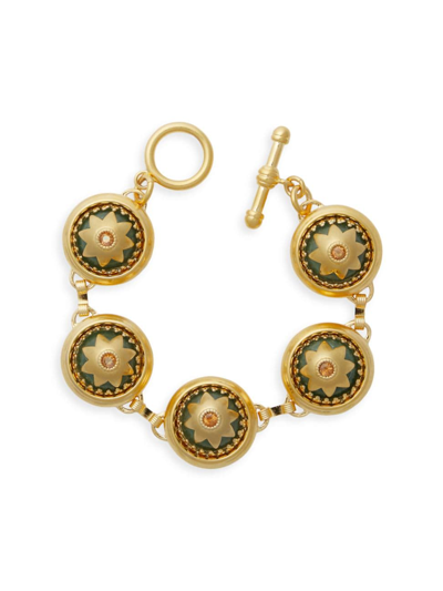 Shop Brinker & Eliza Women's Cindy 24k-gold-plated & Crystal Flower Bracelet