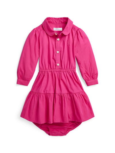 Shop Polo Ralph Lauren Baby Girl's Poplin Club Collar Shirtdress & Bloomers Set In Bright Pink