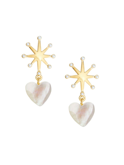 Shop Brinker & Eliza Women's Blake 24k-gold-plated, Freshwater Pearl & Mother-of-pearl Heart Drop Earrings