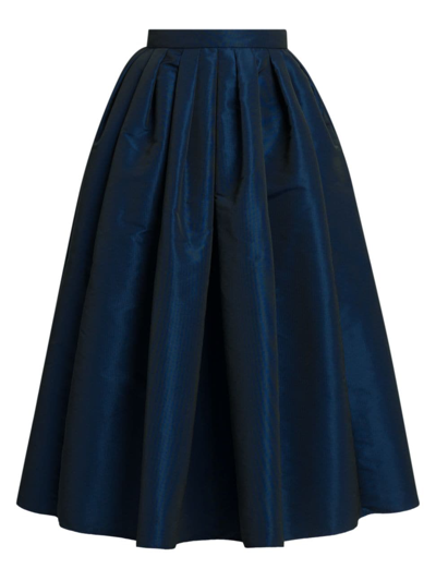 Shop Alexander Mcqueen Women's Pleated Flare Midi-skirt In Electric Navy