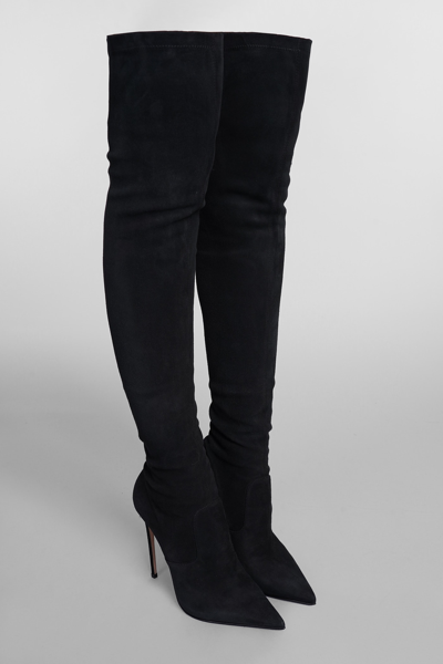 Shop Le Silla Eva 120 High Heels Boots In Black Suede