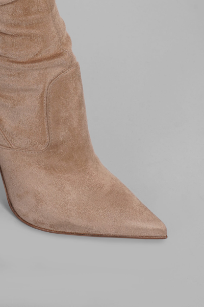 Shop Le Silla Eva 120 High Heels Boots In Beige Suede