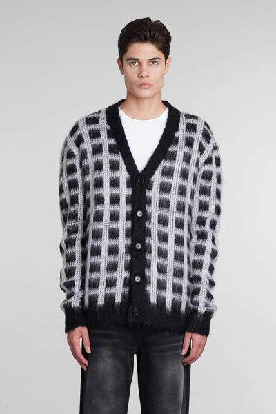 Marni Checked Mohair-blend Cardigan In Black