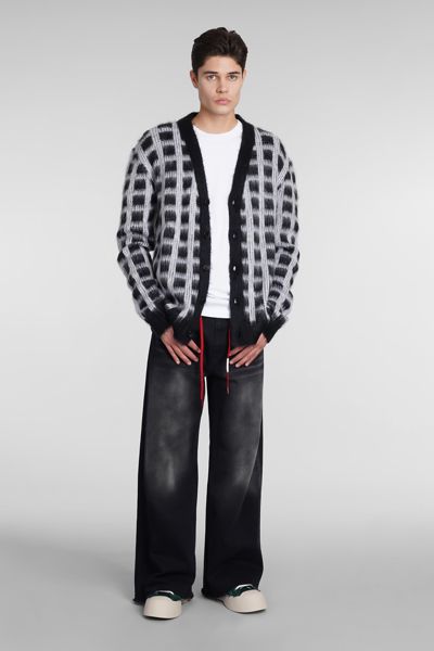 Marni Checked Mohair-blend Cardigan In Black