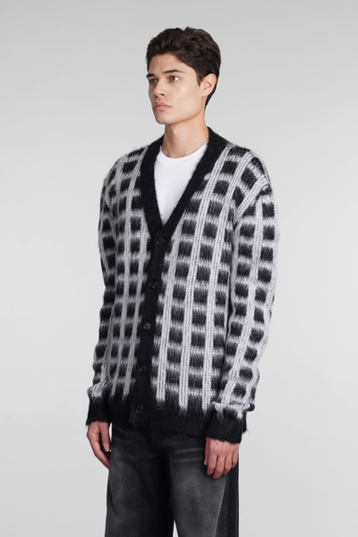 Marni Checked Mohair-blend Cardigan In Black
