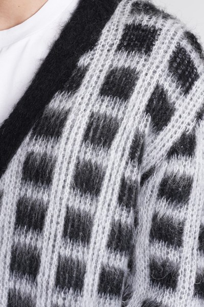 Marni Checked Mohair-blend Cardigan In Black