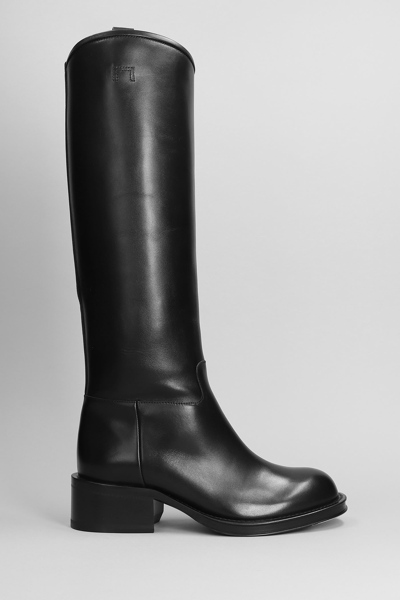 Shop Lanvin Medley Riding Boots Low Heels Boots In Black Leather
