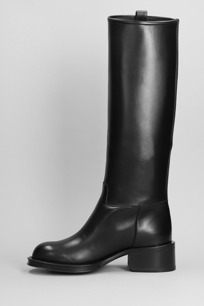 Shop Lanvin Medley Riding Boots Low Heels Boots In Black Leather