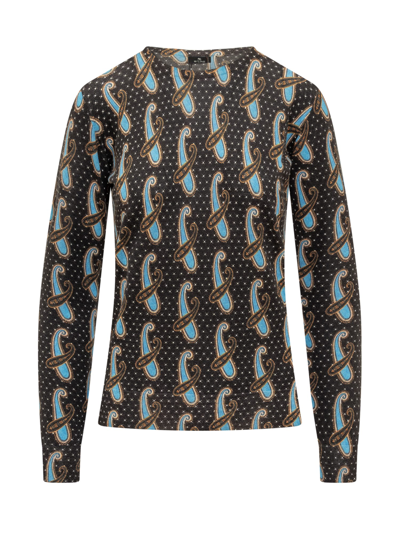 Shop Etro Crewneck Sweater In Azzurro