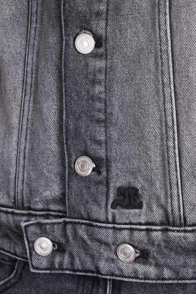 Shop Courrèges Denim Jackets In Grey Cotton