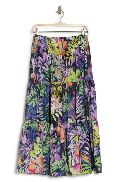 Shop Elie Elie Tahari Tropical Print Midi Skirt In Multi Tropical Floral Print