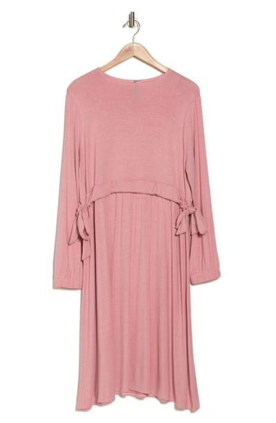 Shop Go Couture Stretch Modal Long Sleeve Dress In Mauve