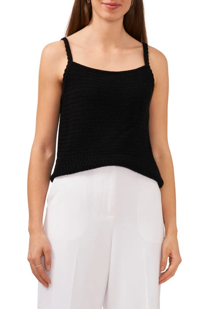 Halogen Textured Scallop Trim Sweater Tank In Rich Black