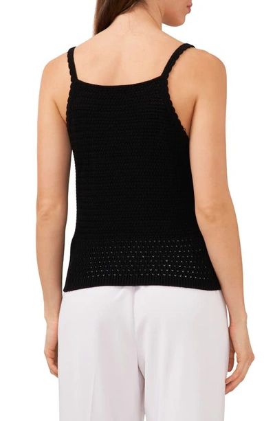 Halogen Textured Scallop Trim Sweater Tank In Rich Black