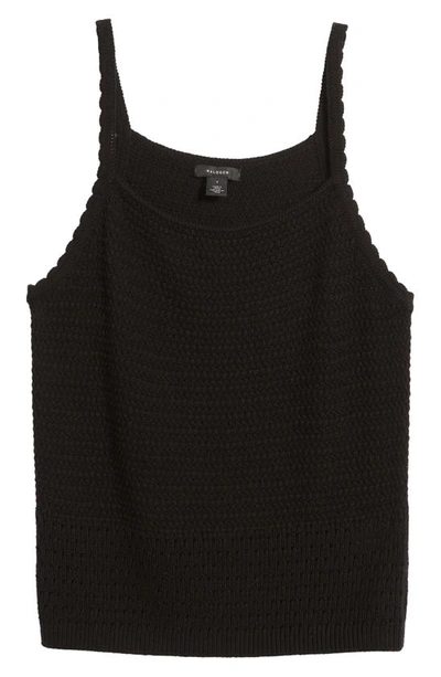 Halogen Textured Scallop Trim Sweater Tank In Rich Black