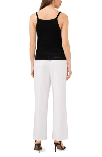 Halogen Textured Scallop Trim Sweater Tank In Rich Black