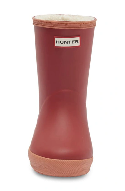 Shop Hunter First Classic Waterproof Rain Boot In Vital Burgundy/red Flurry/whit