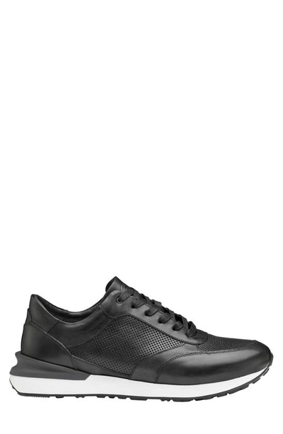 Shop Johnston & Murphy Briggs Perforated Sneaker In Black Italian Calfskin