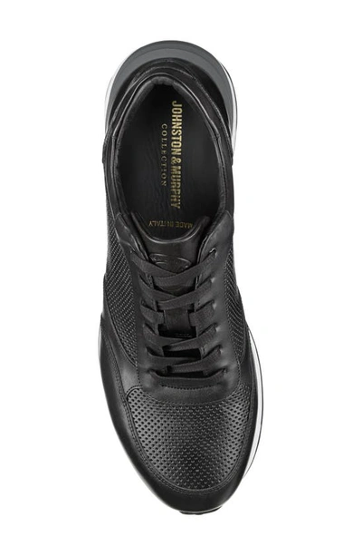 Shop Johnston & Murphy Briggs Perforated Sneaker In Black Italian Calfskin