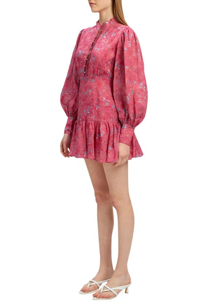 Shop Bardot Nessa Floral Long Sleeve Minidress In Pink Bloom