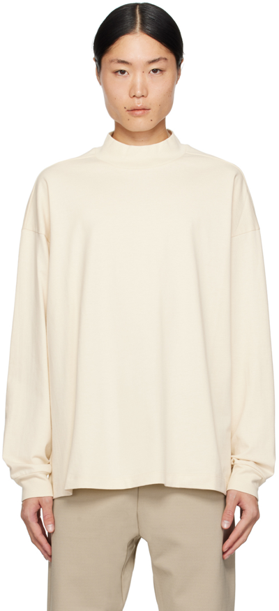 Shop Fear Of God Off-white Mock Neck Long Sleeve T-shirt In Cream