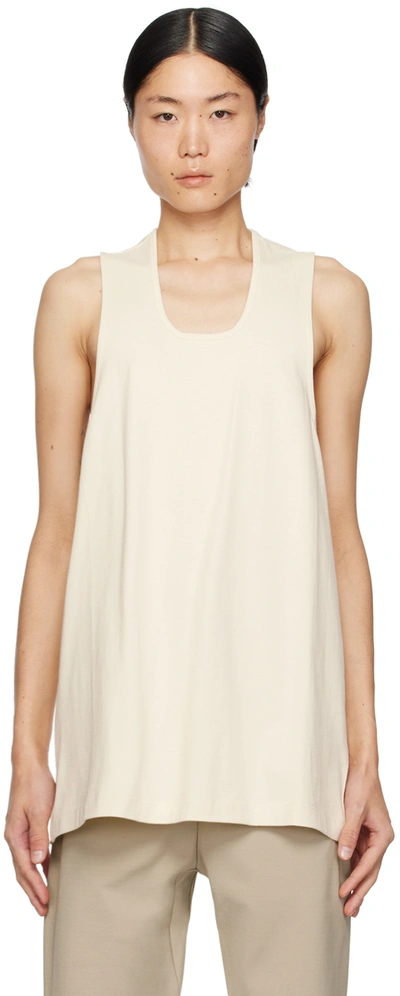 Shop Fear Of God Off-white Scoop Neck Tank Top In Cream