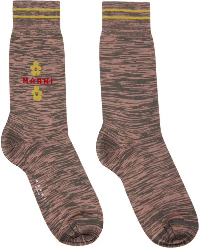 Shop Marni Pink & Gray Marled Socks In Peach Amber Mlc28