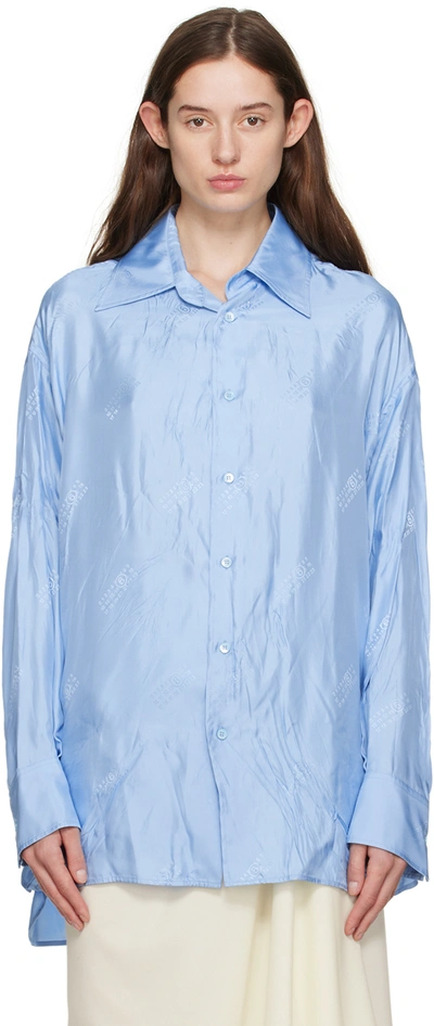 Shop Mm6 Maison Margiela Blue Crinkled Shirt In 471j Iris Blue